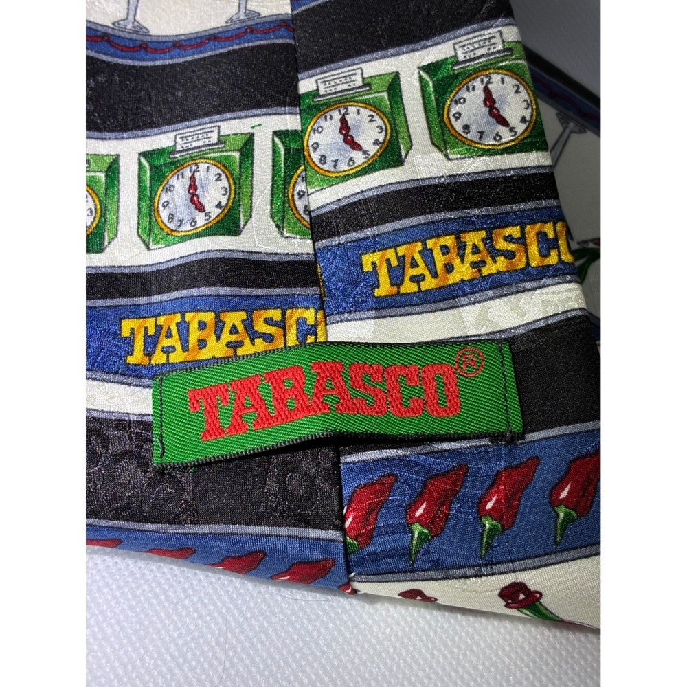 Tabasco Mens Silk Novelty Tie Chili Pepper Sauce Bottle Bloody Mary Cocktail - Picture 4 of 7